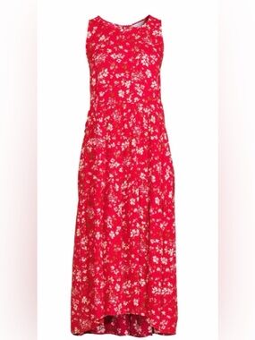 Time and Tru Red Floral Maxi Dress with White Accents